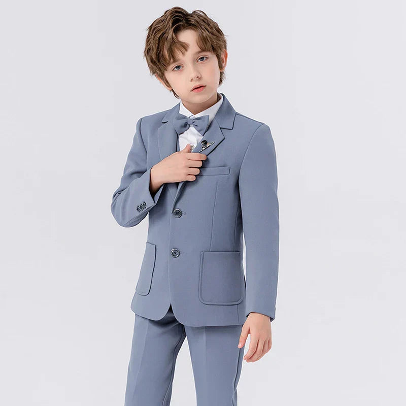 Jongens 4-delige Smoking Set Stijlvol Met Blazer, Broek En Vlinderdas 4