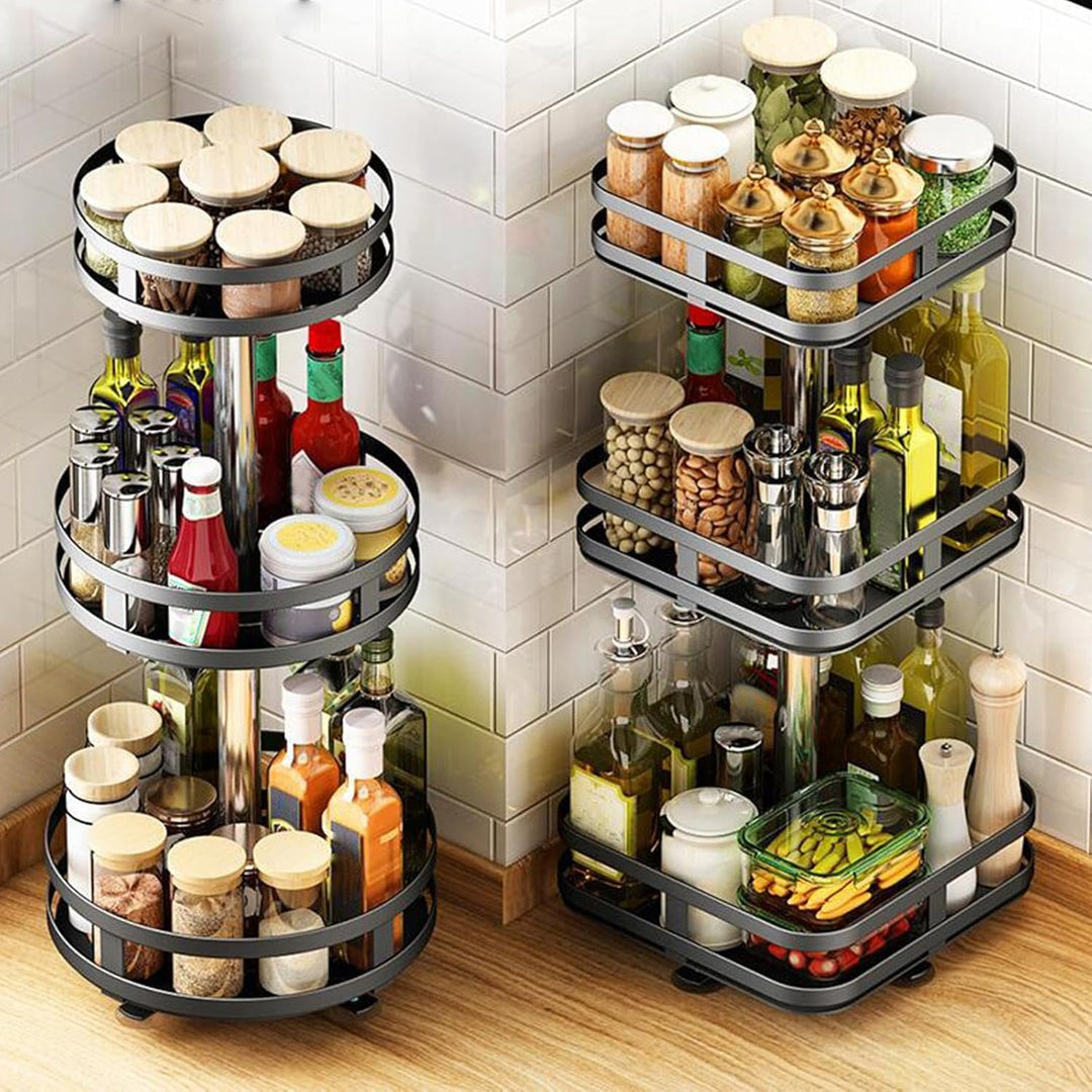 Keuken Kast Organizer 360° Roterend Ruimtebesparend met Hoogte-Verstelbaar Schap 1
