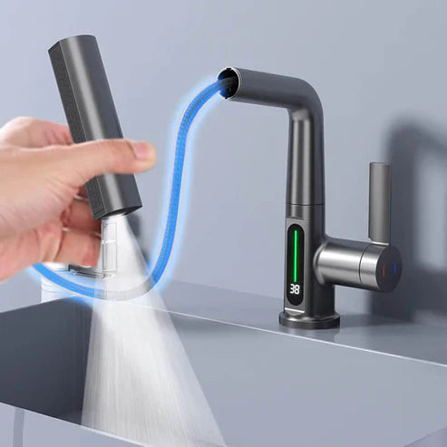 Keuken Kraan met Uittrekbare Slang en LED Temperatuurdisplay 7
