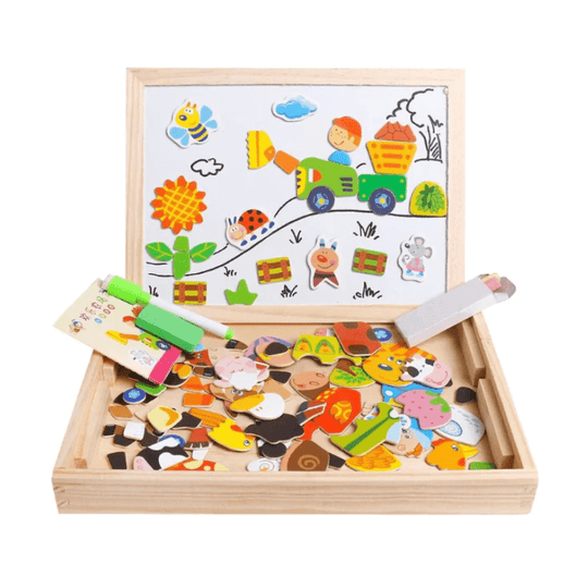 Kinderen 2-in-1 Montessori Tekenbord met Magnetisch en Krijtbord 3