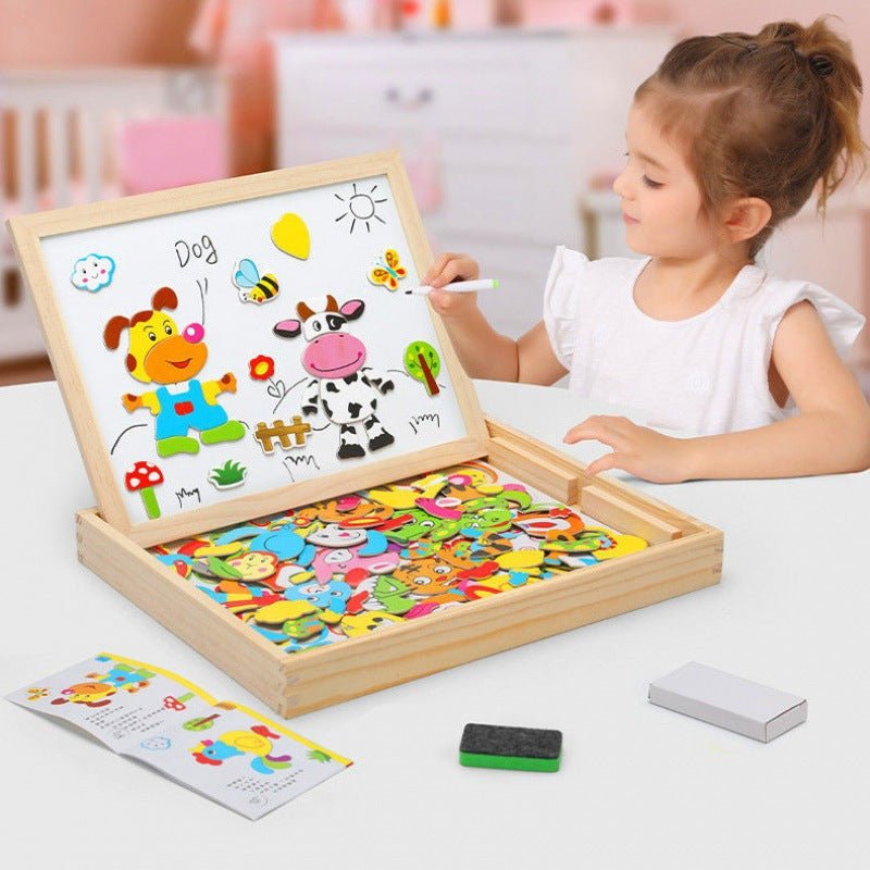 Kinderen 2-in-1 Montessori Tekenbord met Magnetisch en Krijtbord 4