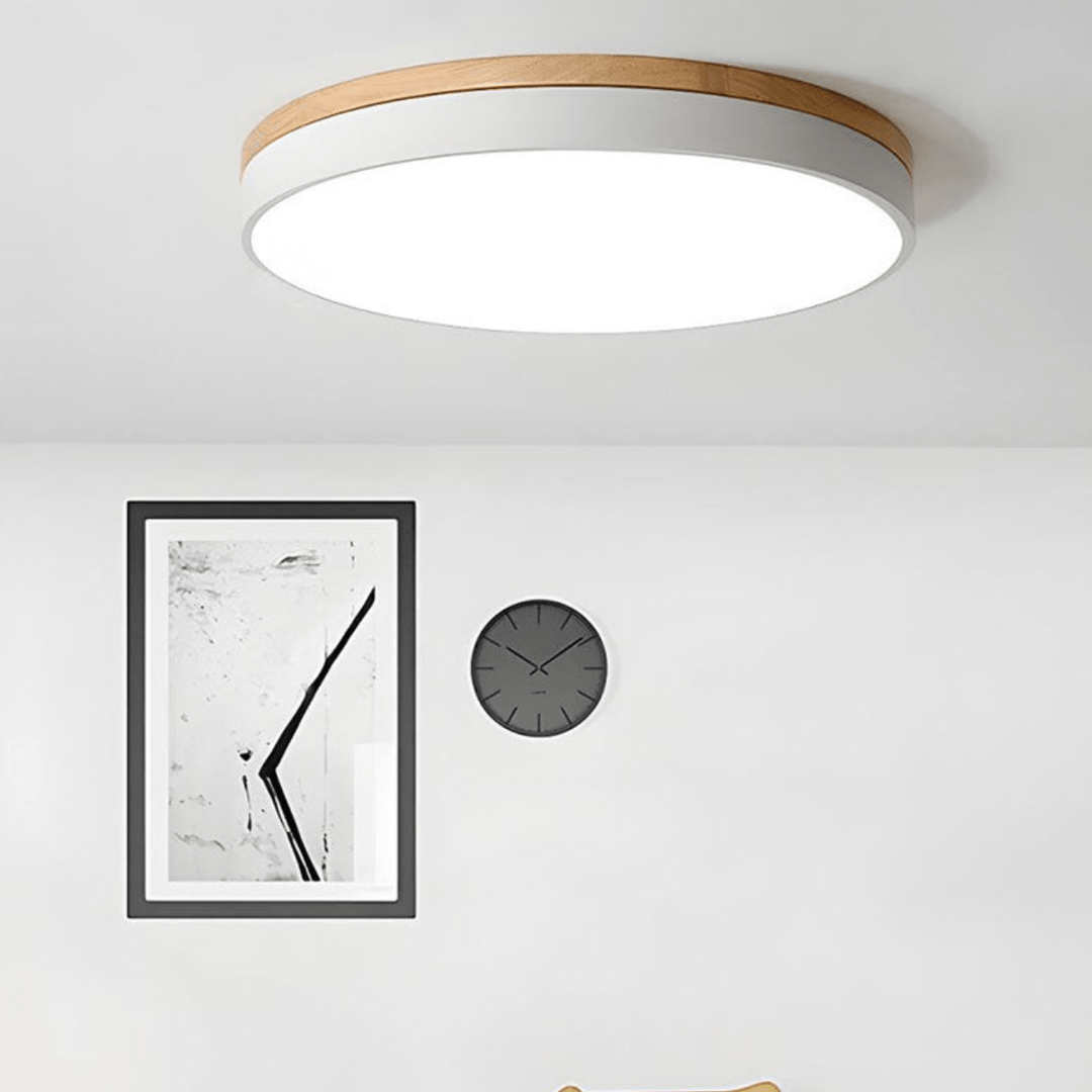 LED Plafondlamp met Natuurlijke Houtnerf en Groen Accent 6