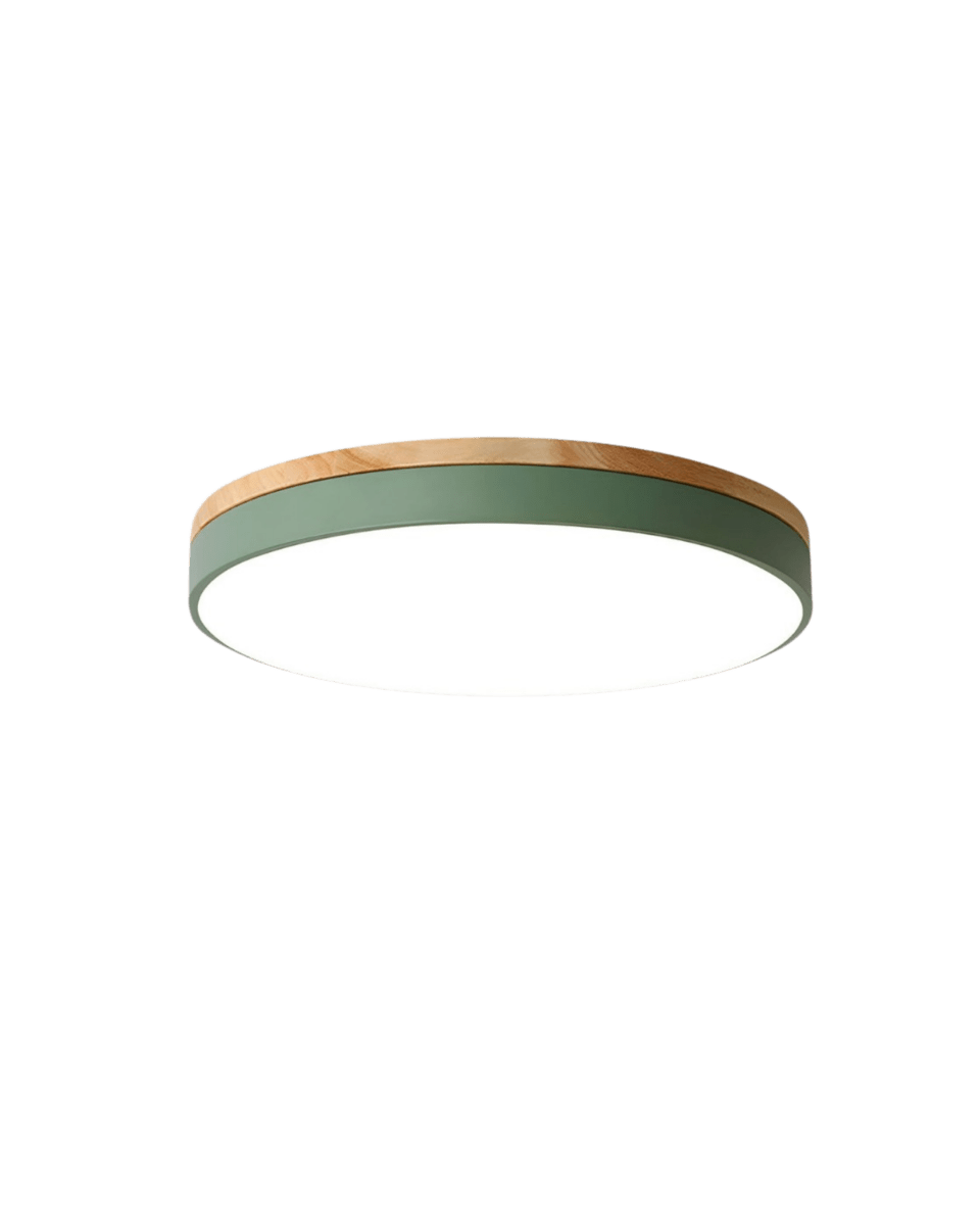 LED Plafondlamp met Natuurlijke Houtnerf en Groen Accent 8