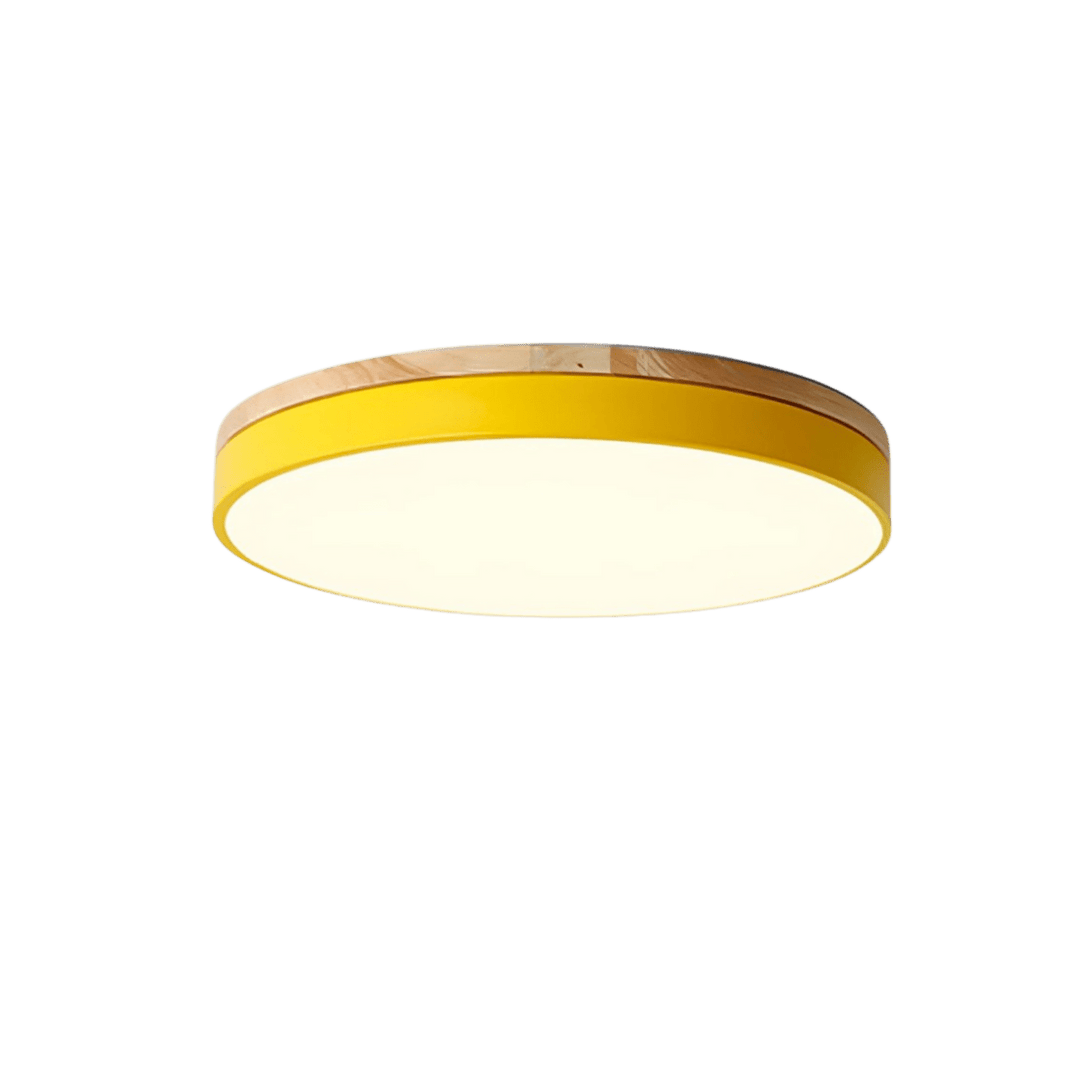 LED Plafondlamp met Natuurlijke Houtnerf en Groen Accent 9