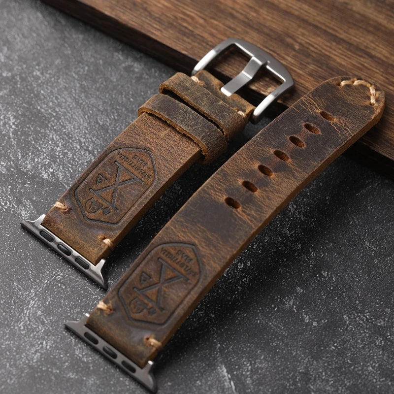 Leren Apple Watch Band Handgemaakt Vintage Stijl 2