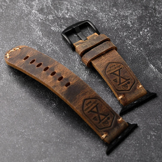 Leren Apple Watch Band Handgemaakt Vintage Stijl 3