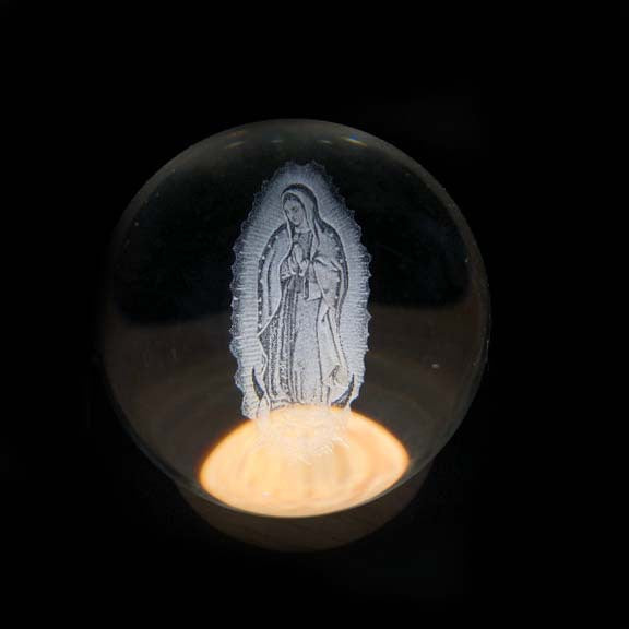 Lichtgevende Maan Kristallen Bol met Houten Basis 40