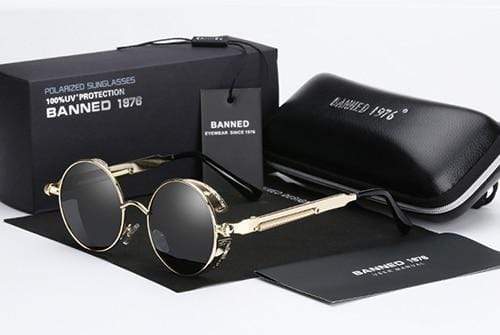 Mannen Retro Zonnebril Ronde Steampunk Stijl 3
