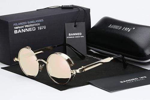 Mannen Ronde Zonnebril Steampunk Stijl 5