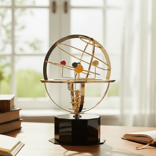 Messing Zonnestelseldisplay met 5 Nauwkeurig Vervaardigde Planeten 0