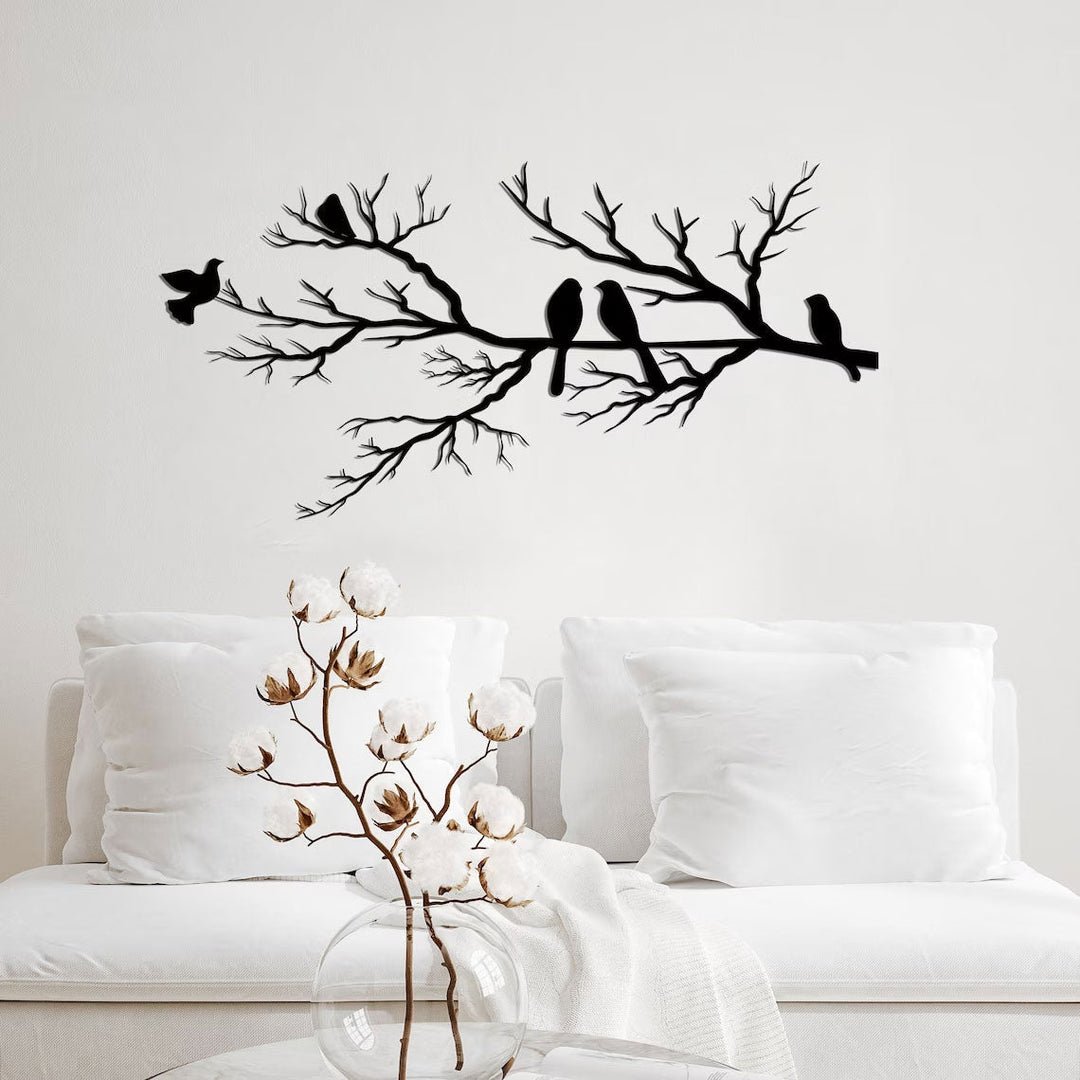 Metalen Wanddecoratie Vogels op Tak voor Interieur 2