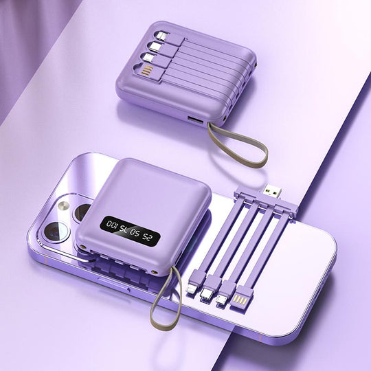 Mini Powerbank 20000 mAh Met Geïntegreerde Kabels Voor Draagbaar Opladen 8