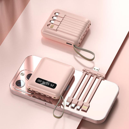 Mini Powerbank 20000 mAh Met Geïntegreerde Kabels Voor Draagbaar Opladen 9