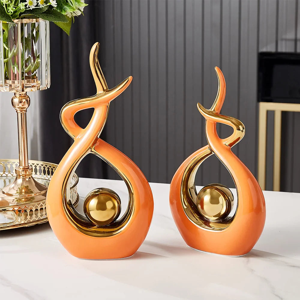Moderne Abstracte Sculptuur Met Gouden Accenten Voor Interieurdecoratie 6