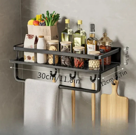 Moderne Keukenplank met Haken en Handdoekhouder 0