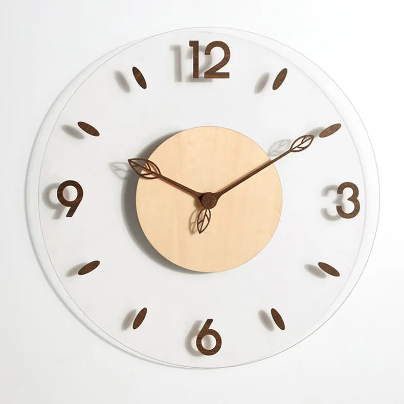 Moderne Wandklok met Houten Afwerking 0