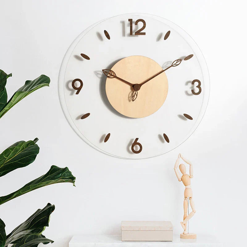 Moderne Wandklok met Houten Afwerking 1