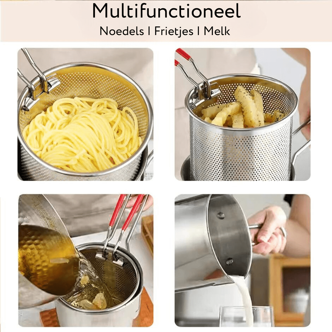 Multifunctionele Friteuse Roestvrijstaal met Siliconen Handvat 4