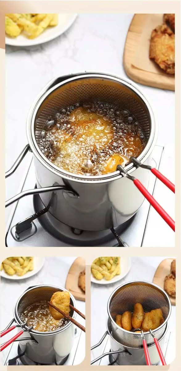 Multifunctionele Friteuse Roestvrijstaal met Siliconen Handvat 5