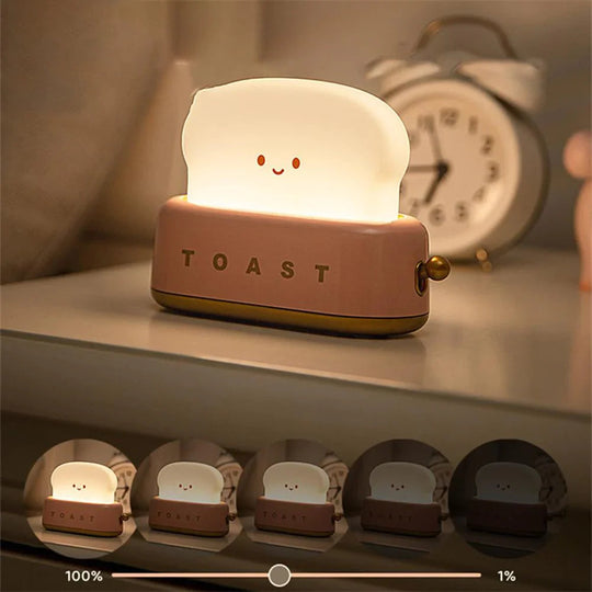 Nachtlampje Slaapkamer Schattig Broodrooster Ontwerp Met Instelbare Helderheid 2