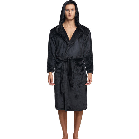 Heren Badjas Lange Fleece Met Ruime Zakken