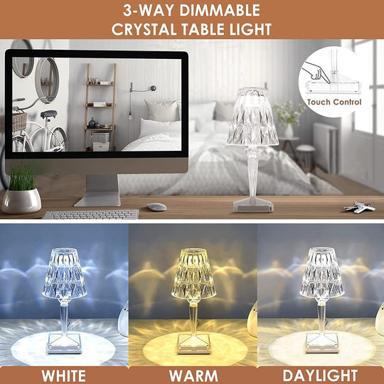 Oplaadbare Tafellamp Draadloos Diamantontwerp Met Instelbare Lichtkleur 3