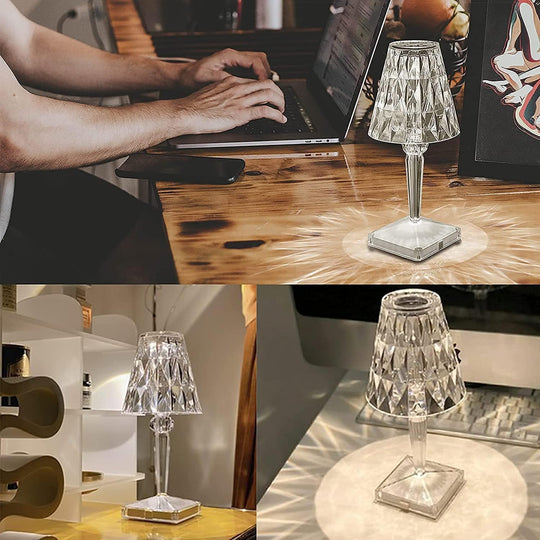 Oplaadbare Tafellamp Draadloos Diamantontwerp Met Instelbare Lichtkleur 5