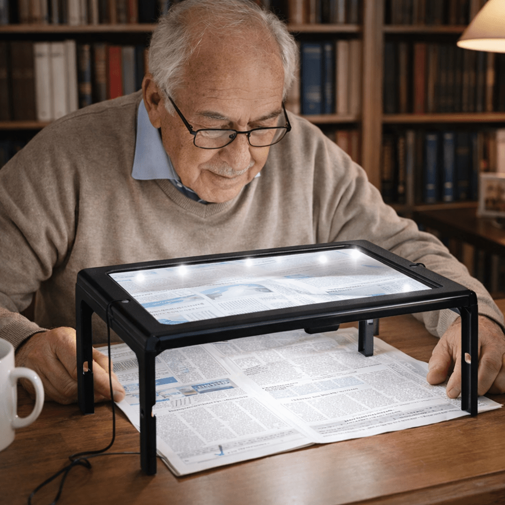Opvouwbare Loep met LED-verlichting voor Handsfree Lezen en 3x Vergroting 0