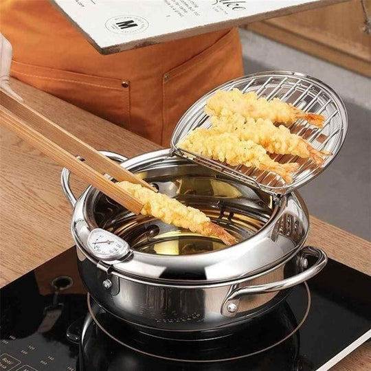 Professionele Friteuse met Deksel en Zeef voor Krokant Koken 1