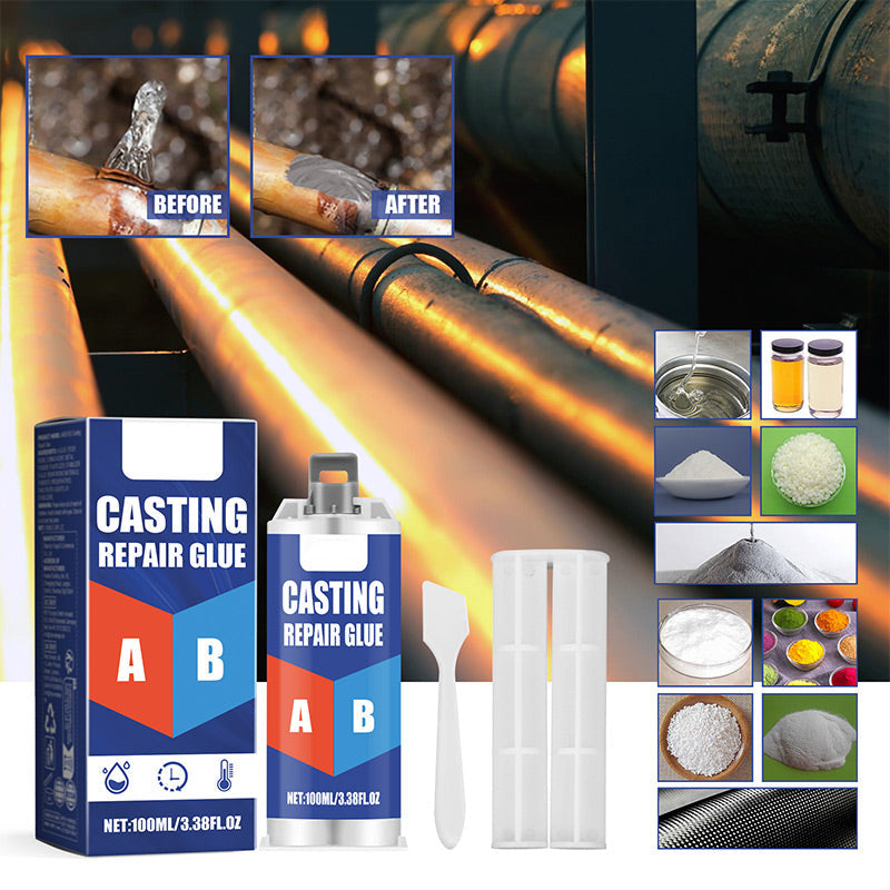 Reparatielijm Voor Metalen Gietstukken 100 ml Met Mixer En Schraper 1