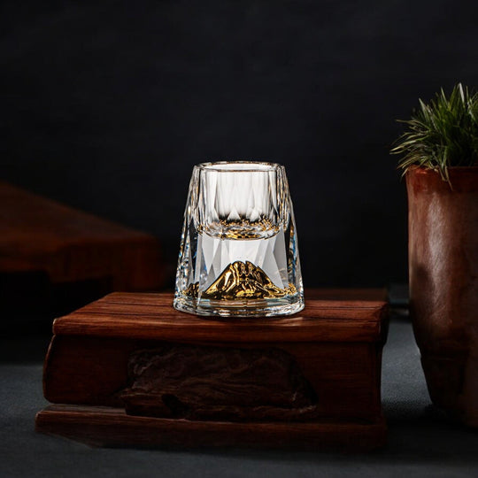 Set van 2 Handgemaakte Kristallen Glazen met Goudvlokken voor Whisky en Cognac 5