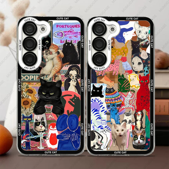 Telefoon Case voor Samsung Galaxy met Kat Collage 0
