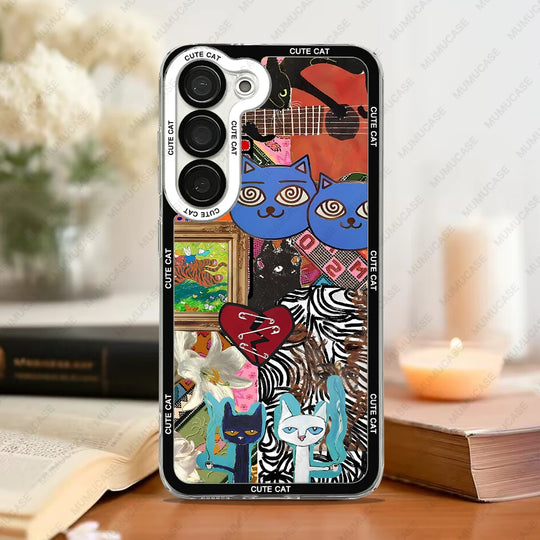Telefoon Case voor Samsung Galaxy met Kat Collage 5