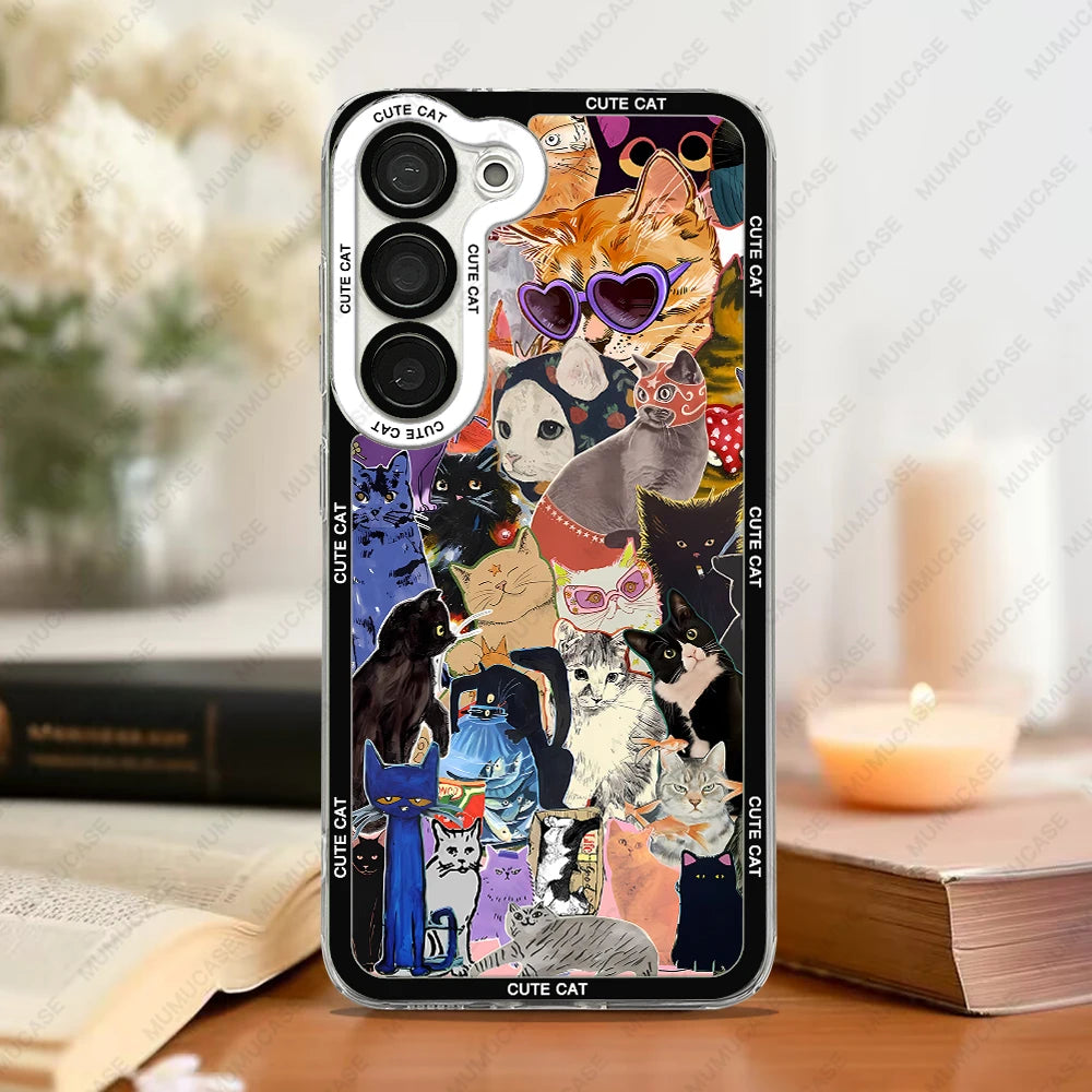 Telefoon Case voor Samsung Galaxy met Kat Collage 7