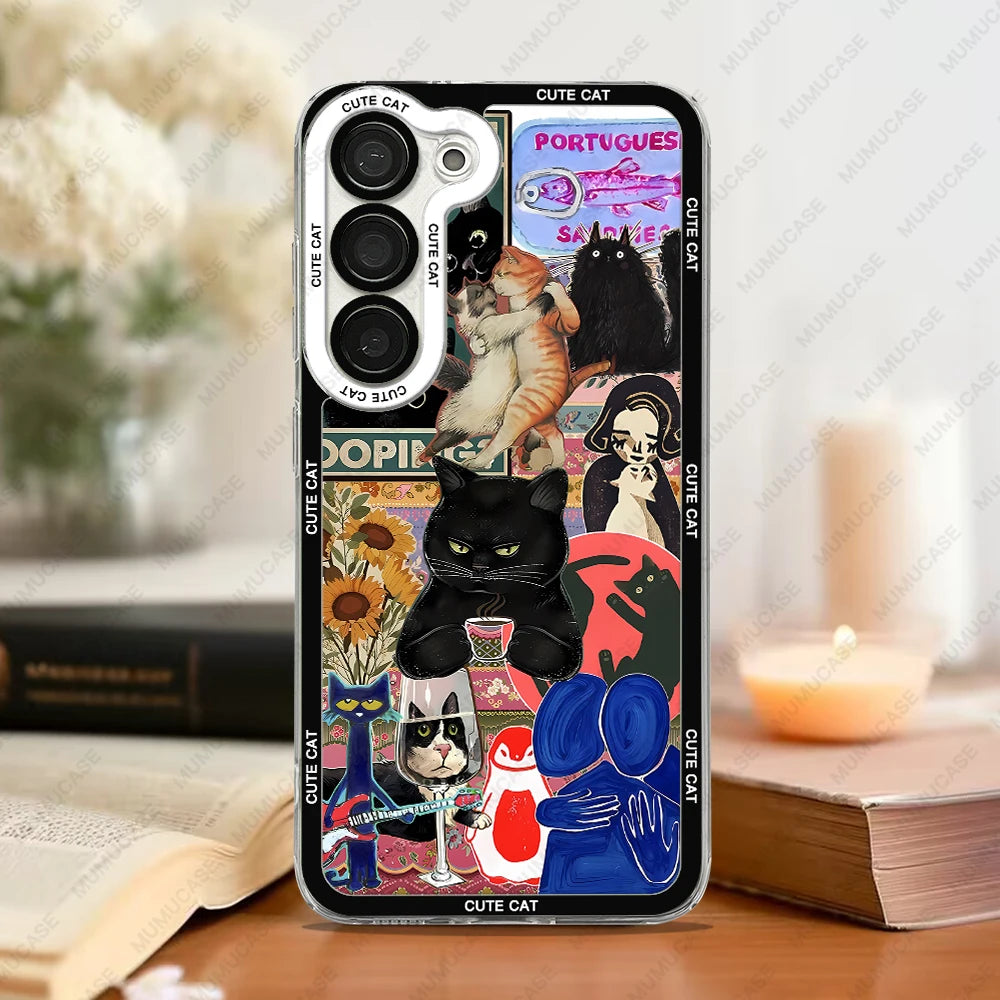 Telefoon Case voor Samsung Galaxy met Kat Collage 8