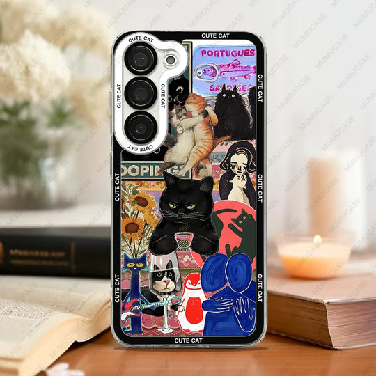 Telefoon Case voor Samsung Galaxy met Kat Collage 8