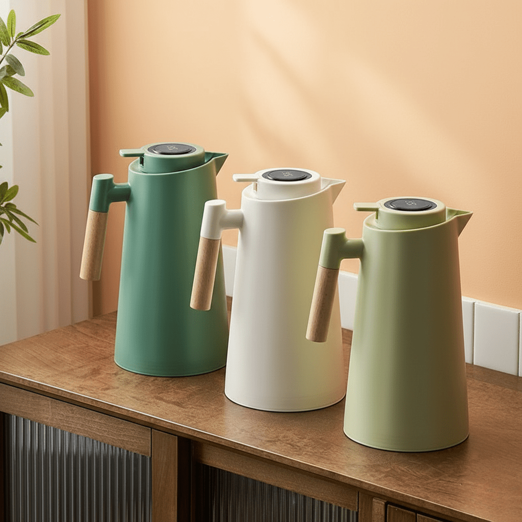 Thermosfles 1 Liter met Temperatuurdisplay en Houten Handvat, Beste Thermosfles voor Warme en Koude Dranken 3