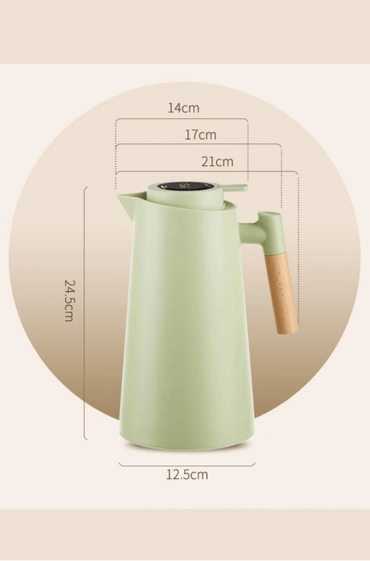 Thermosfles 1 Liter met Temperatuurdisplay en Houten Handvat, Beste Thermosfles voor Warme en Koude Dranken 5