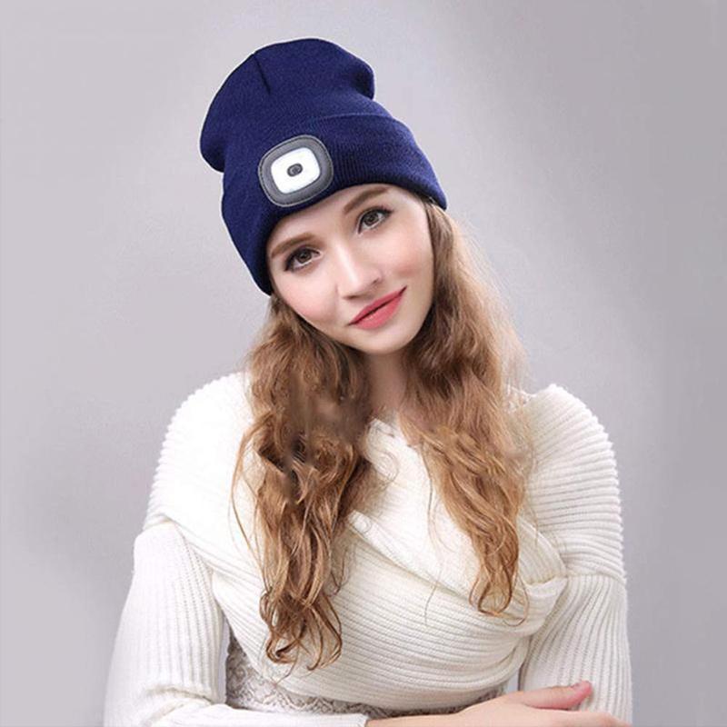 Unisex Beanie met Afneembare LED-koplamp en Modieuze Gebreide Structuur 6