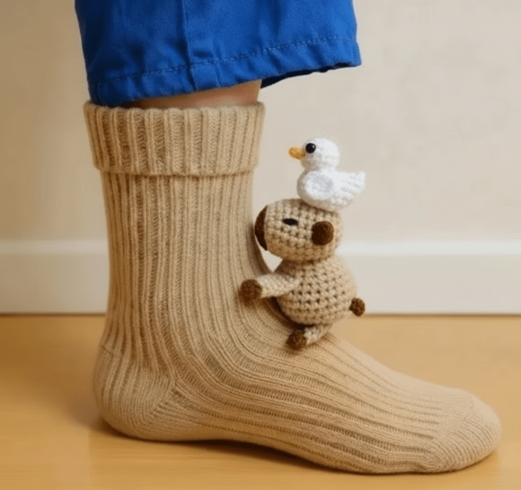 Unisex Huissokken met 3D Dierenaccent en Antislipzool 1