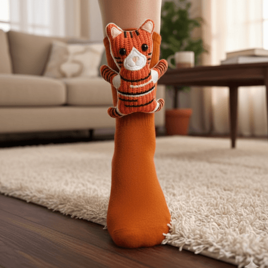 Unisex Huissokken met 3D Dierenaccent en Antislipzool 3