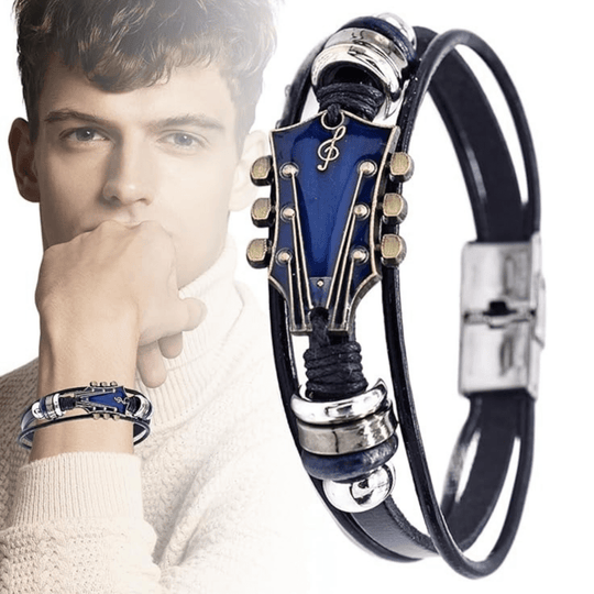 Unisex Leren Armband met Gitaar Ontwerp 7