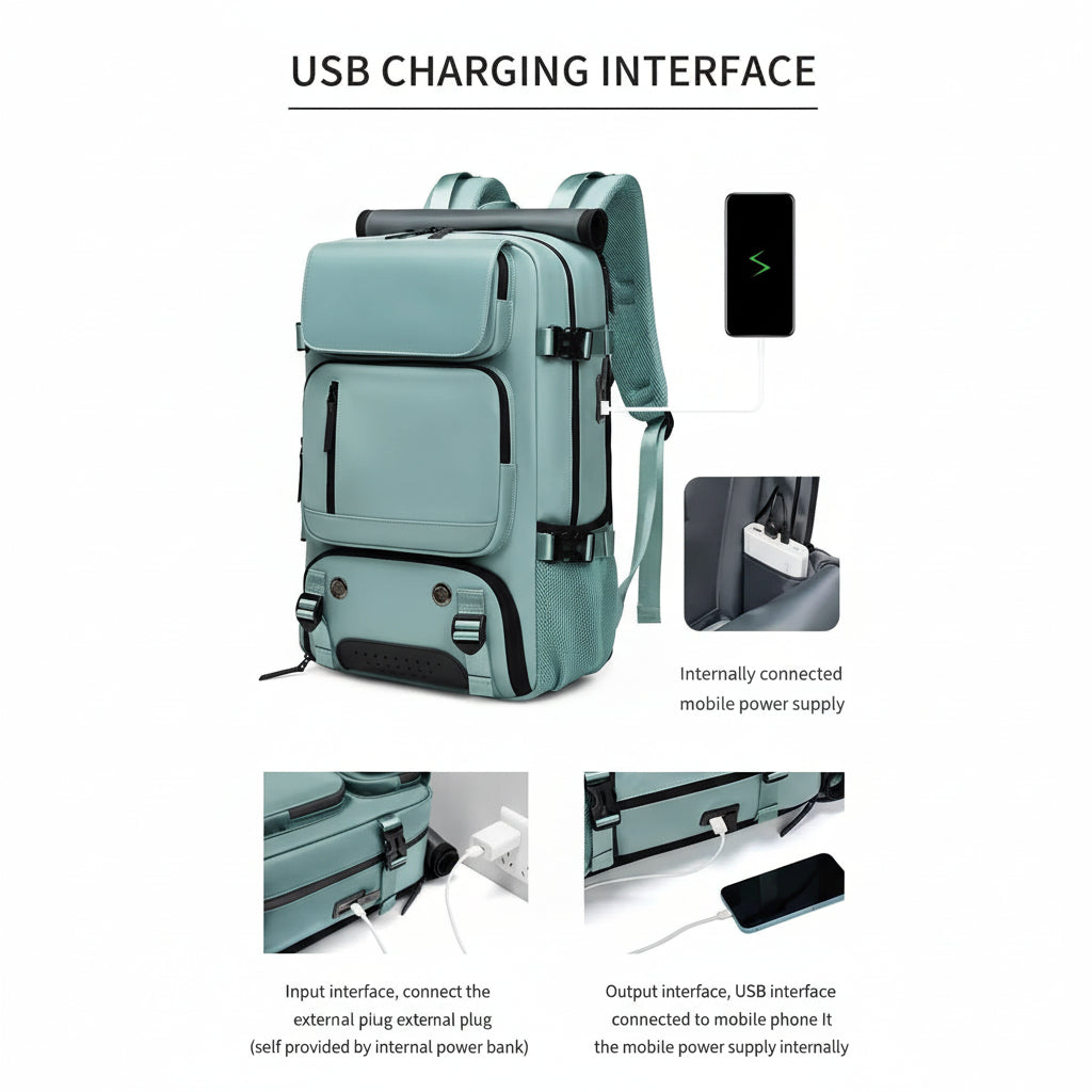 Unisex Reisrugzak met USB-Poort en Schoenenvak 5