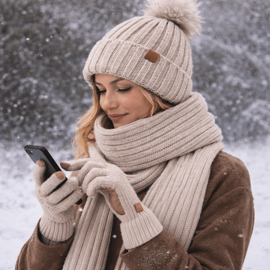 Unisex Winterset 3-in-1 Met Muts Sjaal En Handschoenen 0