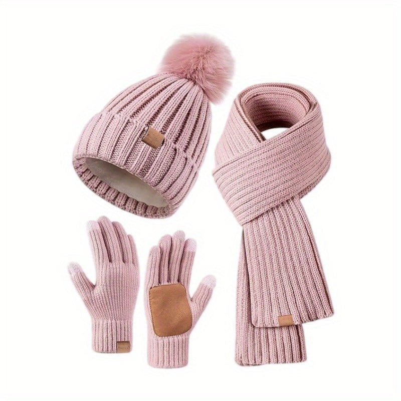 Unisex Winterset 3-in-1 Met Muts Sjaal En Handschoenen 3