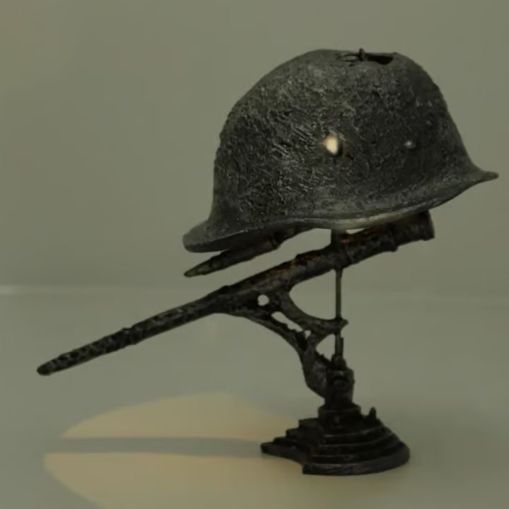 Vintage Tafellamp Helm Stalen Design 7