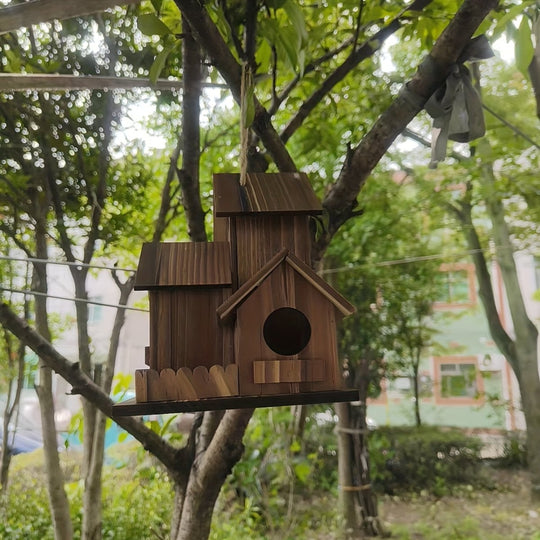 Vogelhuisje Met Meerdere Nestkamers Voor Buiten - Rustiek Ontwerp Voor Tuinvogels 6