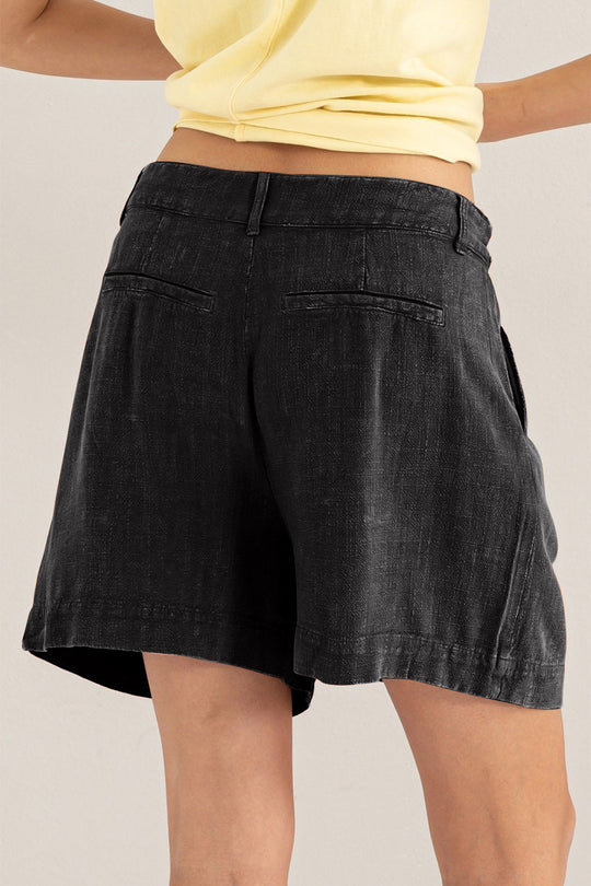 Vrouwen Hoge Taille Plissé Linnen Shorts 1