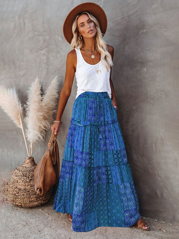 Vrouwen Maxi Rok Bohemian Hoge Taille Casual Polyester 2