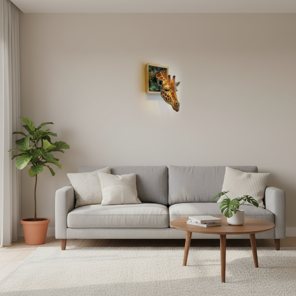 Wanddecoratie Giraffenkop 3D Sculptuur 4